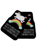 Mr. & Mrs. Panda Fahrer Autofußmatte Einhorn Regenbogen mit Spruch in Schwarz