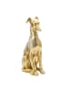 Mauro Ferretti Sitzende Hundestatue aus goldenem Kunstharz, 19,8 x 10 x 29 cm