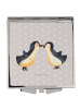 Mr. & Mrs. Panda Handtaschenspiegel quadratisch Pinguin Liebe oh... in Grau Pastell