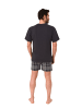 NORMANN Schlafanzug kurzarm Shorty mit karierter Jersey Hose in anthrazit