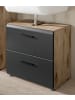 Inn.Furn Waschbeckenunterschrank schwarz matt, Eiche 60 cm, Unterschrank mit Schubladen