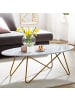 KADIMA DESIGN Marmor-Optik Couchtisch, Goldfarbenes Gestell, Oval, 120x40x60 cm