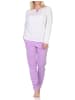 NORMANN Langarm Schlafanzug Pyjama Tupfen Punkte Optik in flieder