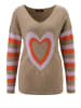 Aniston SELECTED Strickpullover in braunbeige-orange-rosa