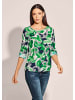 MADELEINE Statement-Bluse mit Städteprint in grün / marine / ecru