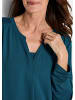 GOLDNER Kurzgröße:  Blusenshirt Elegantes Chiffonshirt, Jersey-Details in petrol