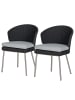 home24 Designer Gartenstuhl Desha 2er-Set in Schwarz-Grau