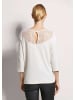 MADELEINE Rundhals-Shirt mit Spitze, Baumwollmix in perlweiß