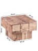 FineBuy Beistelltisch in Beige / Akazie / 44x44x30