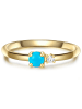 Glanzstücke München Ring aus Sterling Silber mit Zirkonia und Türkis in gelbgold