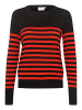 Kaffe Strickpullover KAlizza Regular fit in Black / Red Stripe