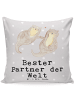 Mr. & Mrs. Panda 40x40 Kissen Otter Bester Partner der Welt mit ... in Grau Pastell