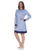 NORMANN Interlock Nachthemd langarm Streifenoptik in marine