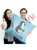 Mr. & Mrs. Panda Kissen Pinguin Buch mit Spruch in Eisblau