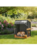 relaxdays Hundestrandkorb "Gestreift" in Grau / Natur – (B)75 x (H)95 x (T)65 cm