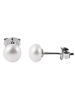 Adeliás Damen Ohrringe – Ohrstecker aus 925 Silber mit Süßwasserperle in weiß