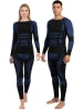 normani 2x Thermo-Langarmshirt UNISEX in Blau/Schwarz