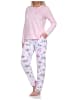 NORMANN Schlafanzug langarm Pyjama Pyjamahose Schmetterlings print in rosa