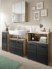 Inn.Furn Badmöbel-Set 4-teilig schwarz matt, Eiche Nox, Badezimmer 180 cm, viel Stauraum