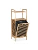 relaxdays Badregal mit Wäschekorb in Natur/ Schwarz - (B)40 x (H)95 x (T)30 cm