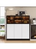 ABRIHOME Sideboard in Schwarz 100x40x105 cm mit LED Beleuchtung 6 Türen und 14 Fächern