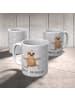 Mr. & Mrs. Panda Tasse Faultier Yoga mit Spruch in Grau Pastell