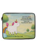 Mr. & Mrs. Panda Laptop Tasche Einhorn Pupsen Design mit Spruch in Weiß