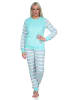 NORMANN geringelte Frottee Schlafanzug langarm Pyjama Eiskristall - 75049 in mint