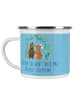 Mr. & Mrs. Panda Camping Emaille Tasse Polterabend Spaß mit Spruch in Sky Blue