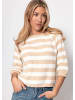 SASSYCLASSY Baumwoll-Pullover mit 3/4-Ärmeln und Streifen in Beige