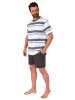 NORMANN Schlafanzug kurzarm Shorty Pyjama Streifen - 72157 in Grau