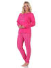 NORMANN Normann Damen Pyjama Schlafanzug langarm mit süßem Teddy - 88898 in pink