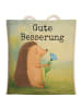 Mr. & Mrs. Panda Tote Bag Igel Blumen Design mit Spruch in Weiß