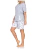 NORMANN Kurzarm Pyjama Schlafanzug Shorty Maritimer Look in grau