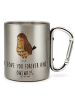 Mr. & Mrs. Panda Kaffeetasse Eule Zufrieden mit Spruch in Silber