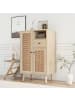 ABRIHOME Sideboard in Natur mit Rattantüren 60x40x101 cm und Massivholzbeinen