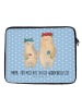 Mr. & Mrs. Panda Laptop Sleeve Bären mit Blumenkranz mit Spruch in Blau Pastell