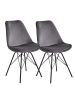 KADIMA DESIGN Esszimmerstuhl 2er Set Samt Küchenstuhl mit schwarzen Beinen, in Grau