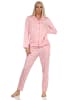 NORMANN Pyjama Jersey zum durchknöpfen Karo - 61830 in rosa