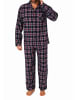 NORMANN Flanell Schlafanzug langarm Pyjama zum durchknöpfen - 70808 in navy