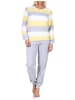 NORMANN Frottee Pyjama lang Bündchen Streifen - 65681 in gelb