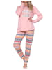 NORMANN Schlafanzug Pyjama langarm Ethno Optik in rosa