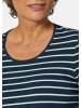 GOLDNER Kurzgröße:  Jerseyshirt mit Rundhals in marine / weiß / geringelt