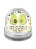 Mr. & Mrs. Panda Schneekugel Avocado Pärchen mit Spruch in Naturpapier