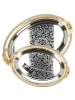 Almina 2er-Set Serviertabletts aus hochwertigem 18/10 Edelstahl in Silber/Gold(Motiv7)
