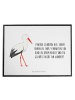 Mr. & Mrs. Panda Arbeitsmatte Storch mit Spruch in Weiß