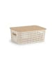 relaxdays 3 x Aufbewahrungsbox in Weiß/ Natur – (B)25,5 x (H)10,5 x (T)18 cm