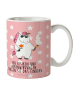 Mr. & Mrs. Panda Tasse Einhorn Woodstock mit Spruch in Rot Pastell
