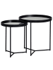 KADIMA DESIGN Beistelltisch 2er-Set | ø50/36cm, Spiegelglas, Schwarz