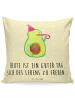 Mr. & Mrs. Panda Kissen Avocado Feier mit Spruch in Gelb Pastell